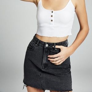 Black Denim Miniskirt